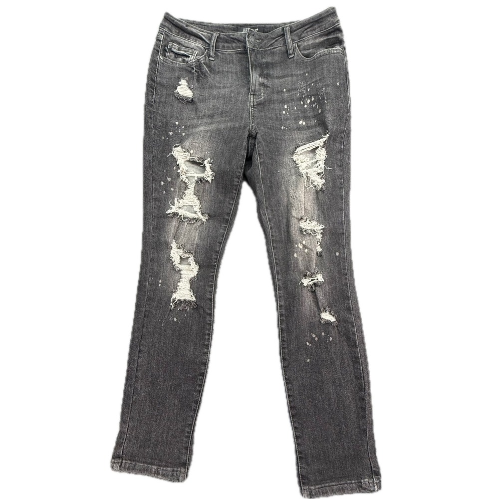Judy Blue Boyfriendโ Jeans Womens 9/29 Grey Distressed Paint Splatter JB8867